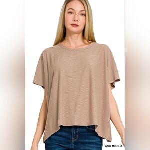 Zenana Outfitters Ash Mocha Slub Box Top Sm-lg